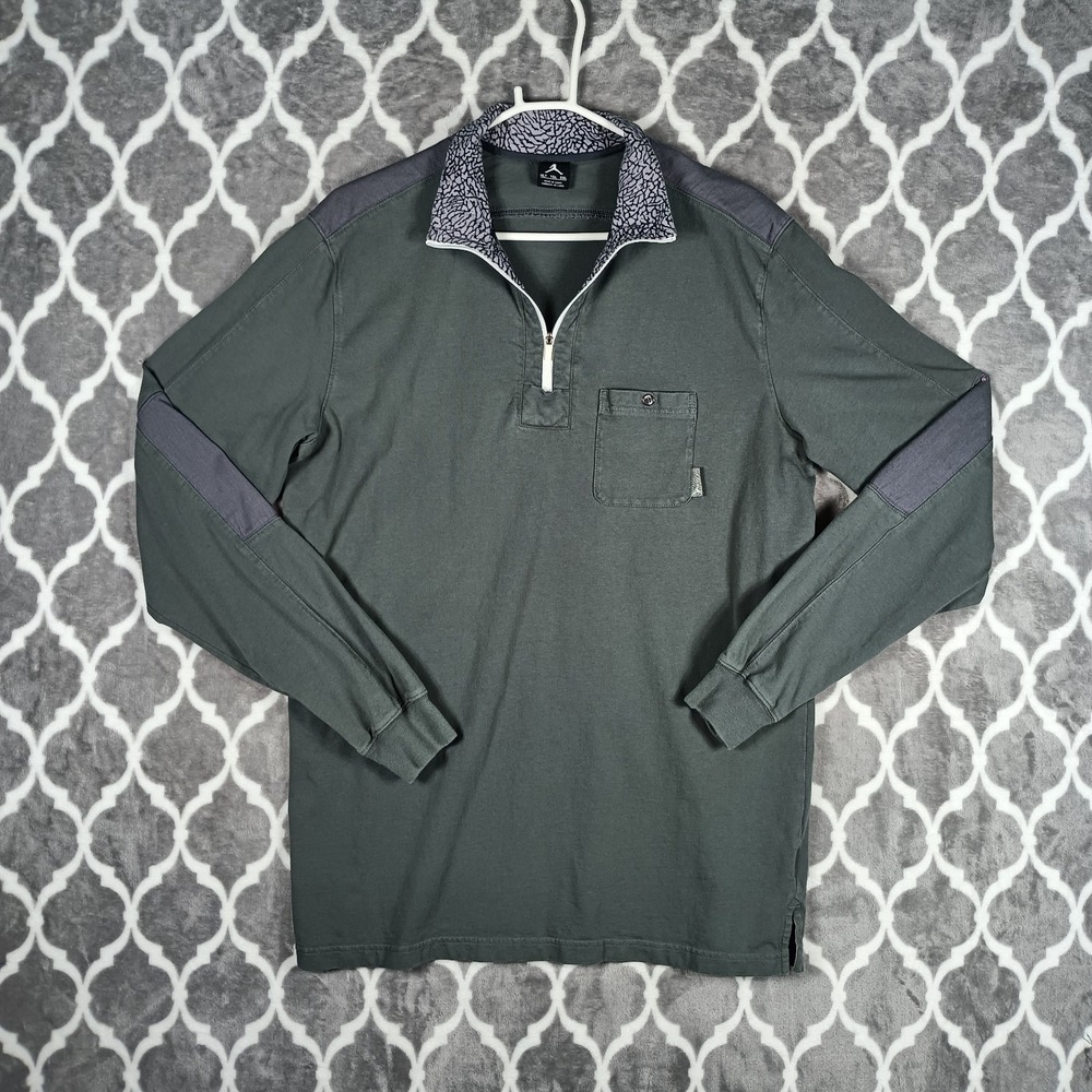 Jordan Jumpman Quarter Zip Shirt Men‎ XLT Gray Elephant Print Collar Long Sleeve